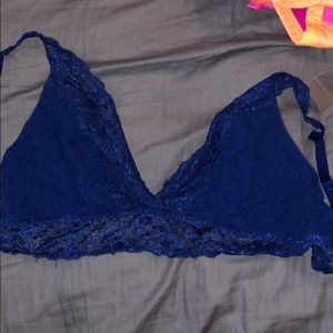 Blue bralette with adjustable straps.